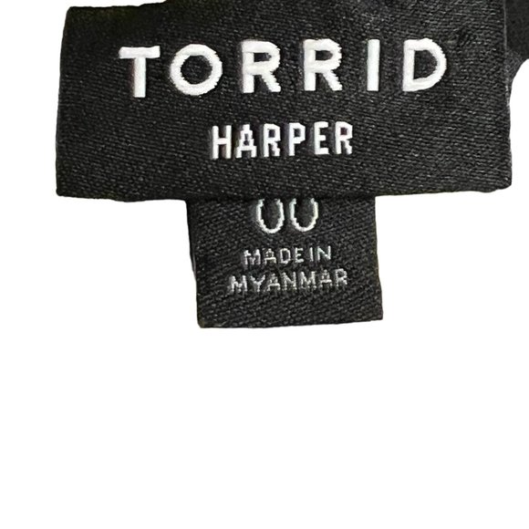 Torrid Women's Top Yellow Black Stripes 3/4 Sleeve Size M/L Blouse Half Button - Picture 4 of 7